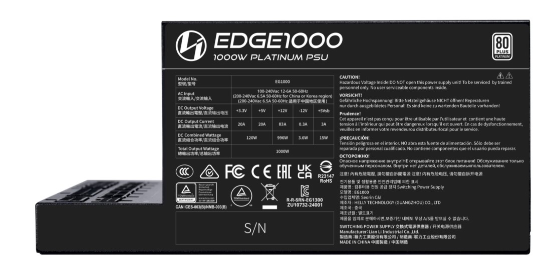 LIAN LI EDGE 1000W ATX3.1 80+ Platinum EG1000